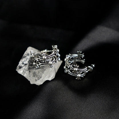 Chrome Hearts Silver Cross  Earrings