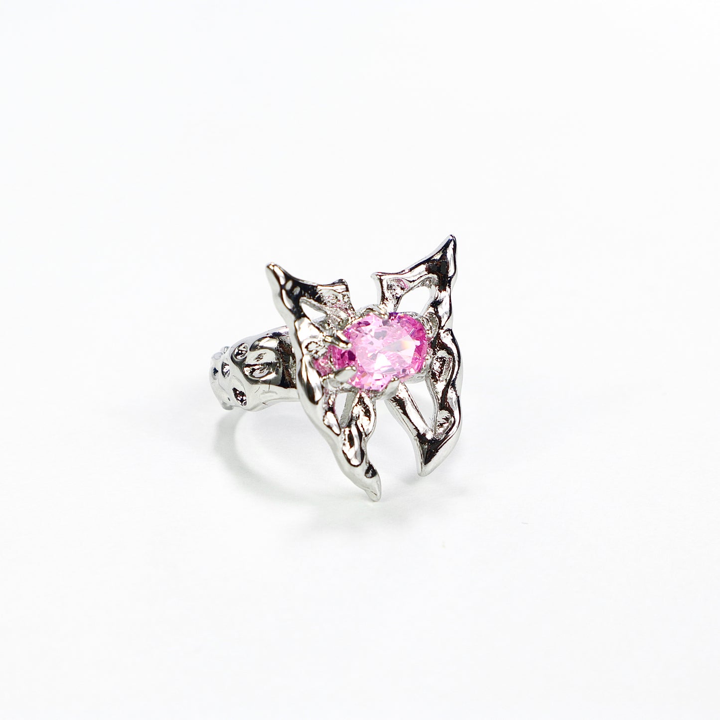 Y2K Pink Diamond Butterfly Ring