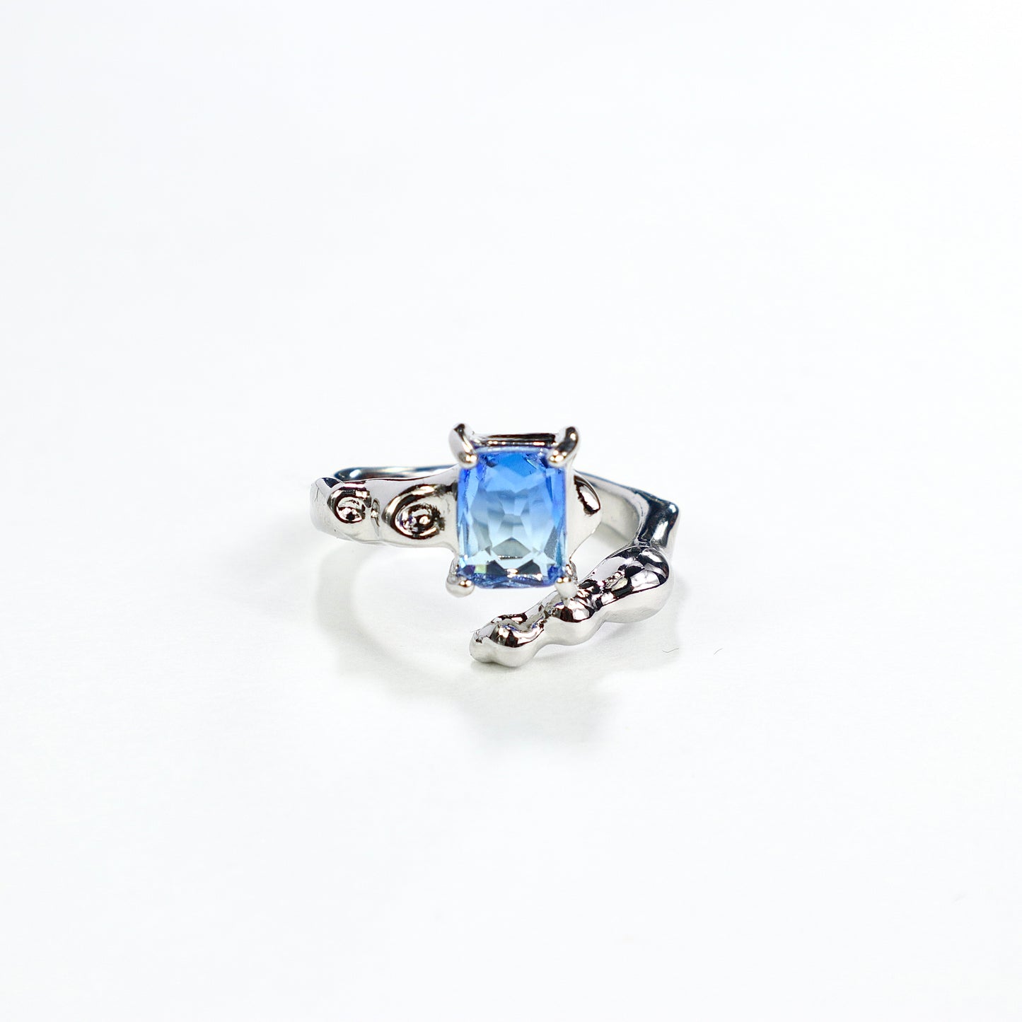 Square Blue Diamond Ring