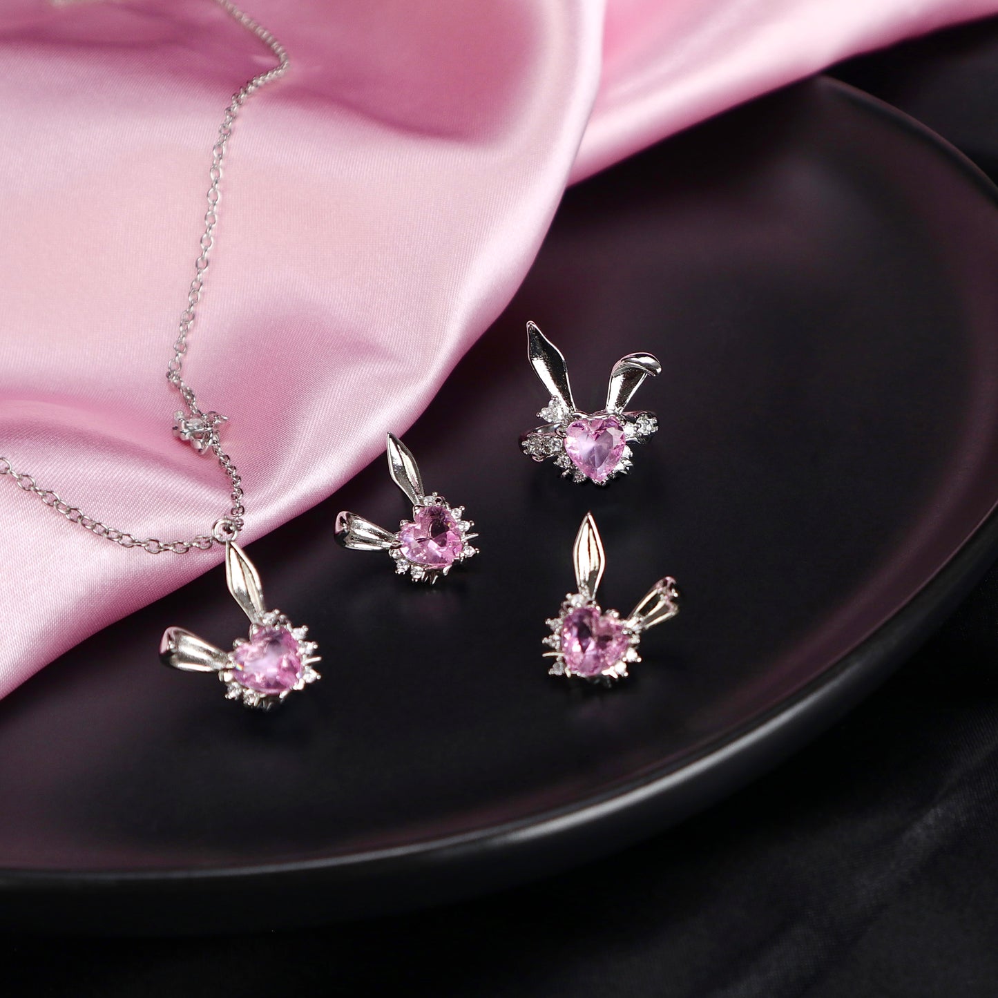 diamond rabbit jewelry set
