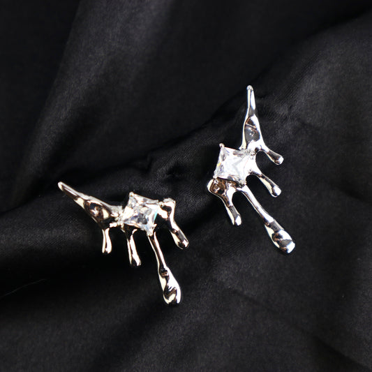 Silver Drop diamond Earrings