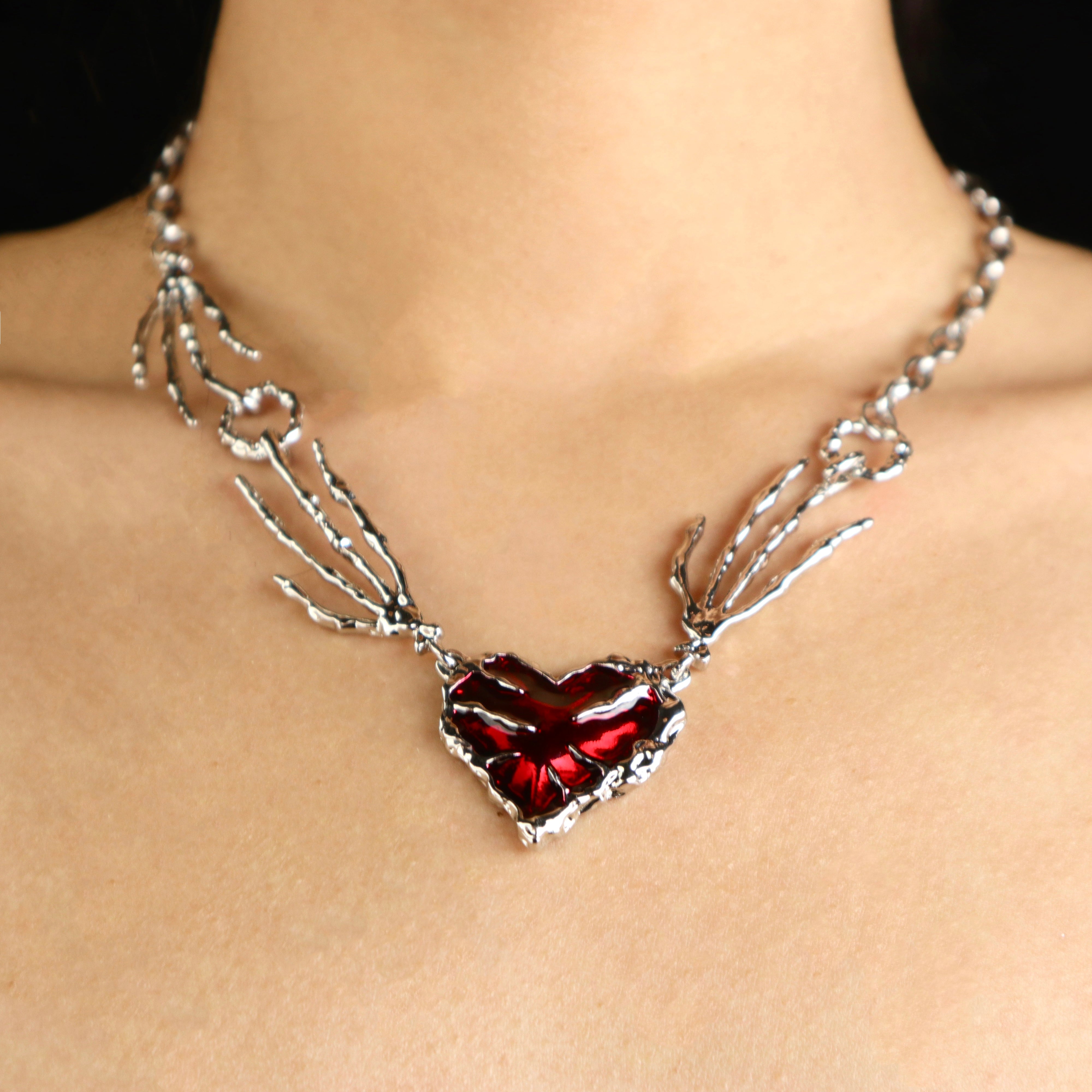 Dark Red Heart Necklace