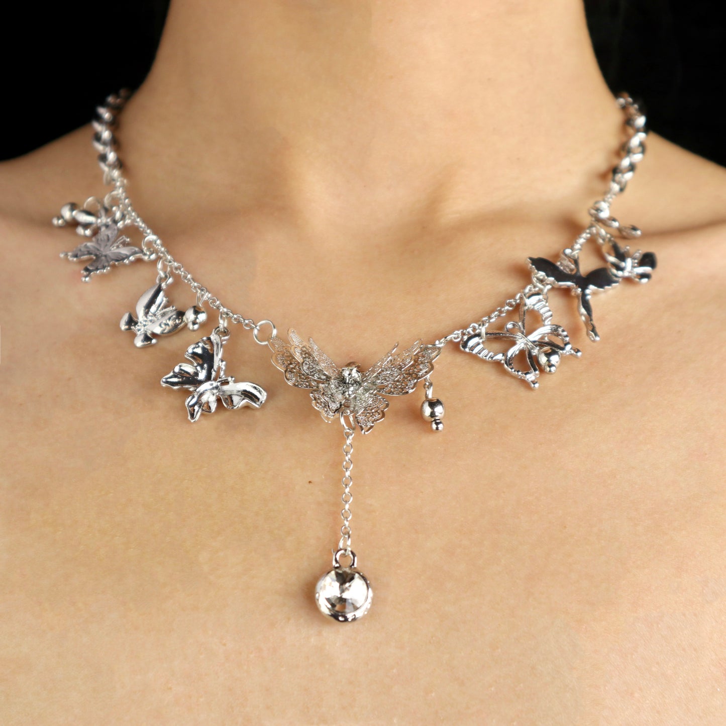 Butterfly Charm Tassel Necklace