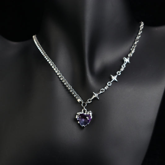 Purple diamond Sweetheart Necklace